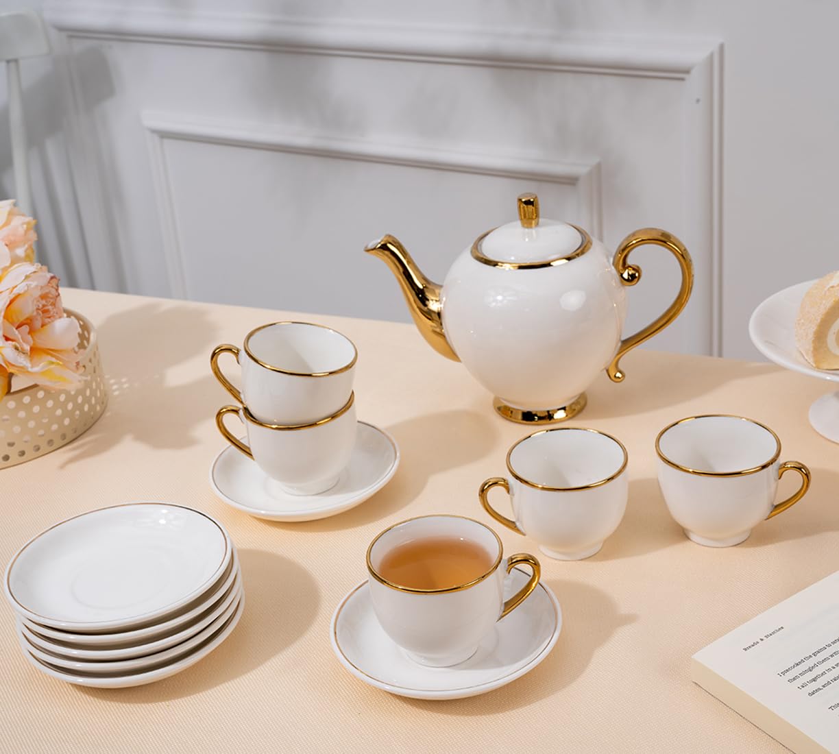 Vintage Ceramic 19 Piece Tea Set - Teapot, Cup and Saucer, Women's